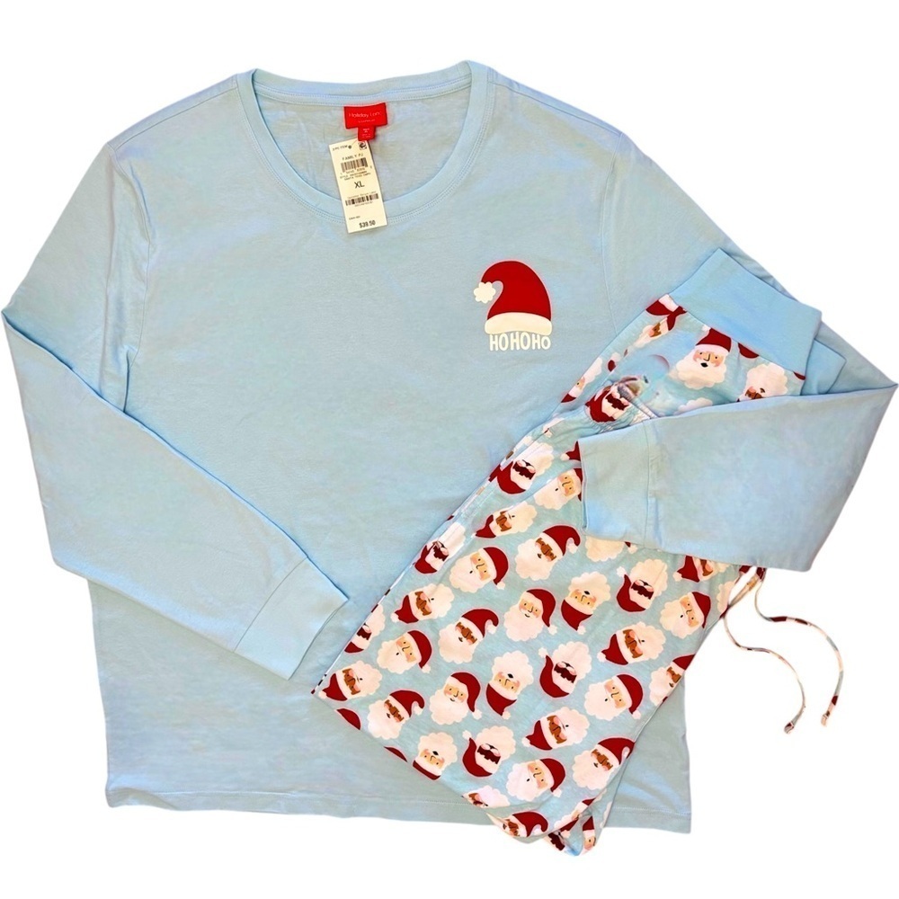 Holiday Lane Men's Santa Cotton Matching Family Pajamas 2 Piece Set in XL